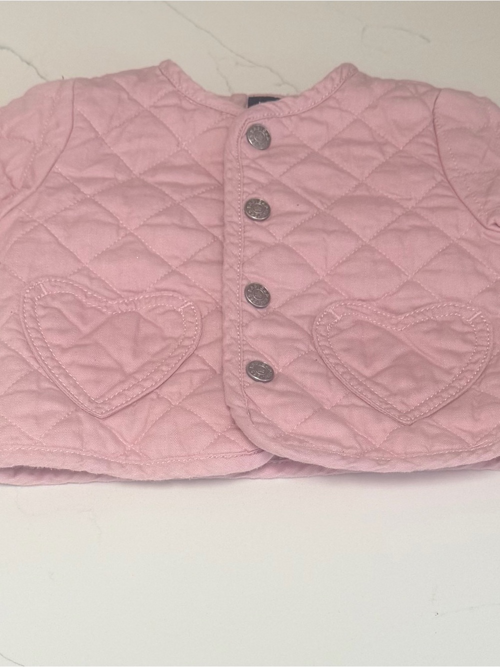 GAP Pink Quilted Jacket with Heart Pockets